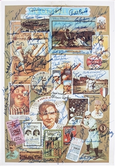 The Old Ball Game 18x26" Poster Signed by 98 Hall Of Famers Including Mickey Mantle, Joe DiMaggio, Willie Mays, Ted Williams, Sandy Koufax and Hank Aaron (JSA)